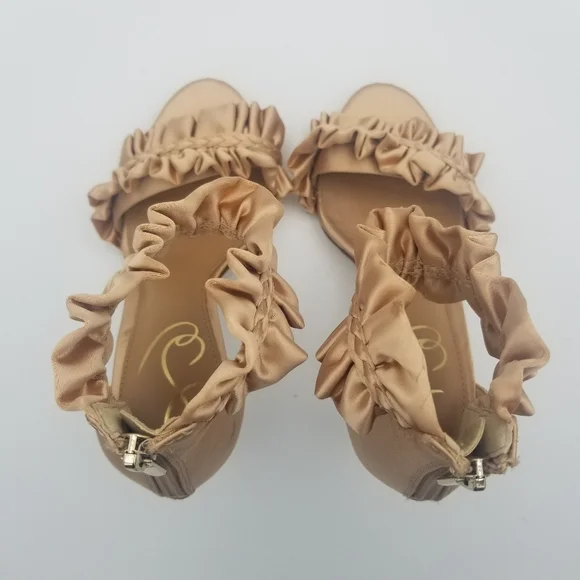 Sam Edelman Sawyer Satin Ruffle Ankle Strap Heels, Rosa Blush, Women's 6.5 - Picture 11 of 16
